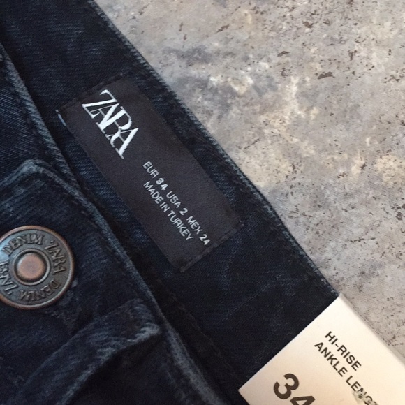 Zara Hi-rise Fray Hem Cuffed Ankle Jeans - Picture 10 of 13